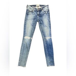 PAIGE Light Blue Distressed Skinny Jeans